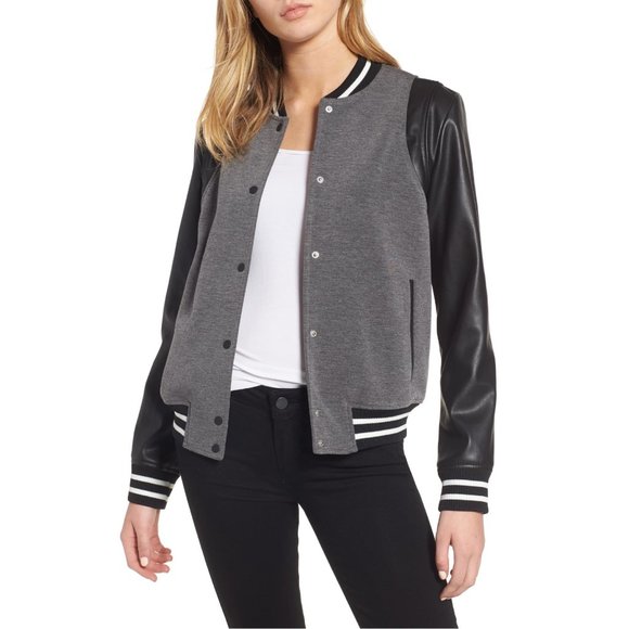 Trouve Jackets & Blazers - Trouvé Varsity Jacket Faux Leather Bomber Size M
